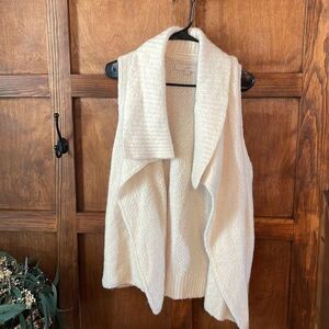 Loft Wool Blend Open Knitted Sweater in Ivory EUC